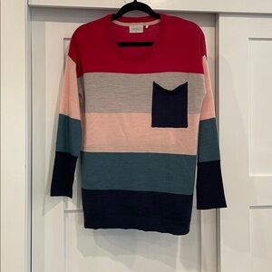 Foil Colorblock Merino Sweater Womens Small Long Sleeve Crewneck Cozy Knit